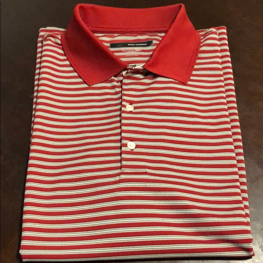 Greg Norman striped polo golf shirt XL